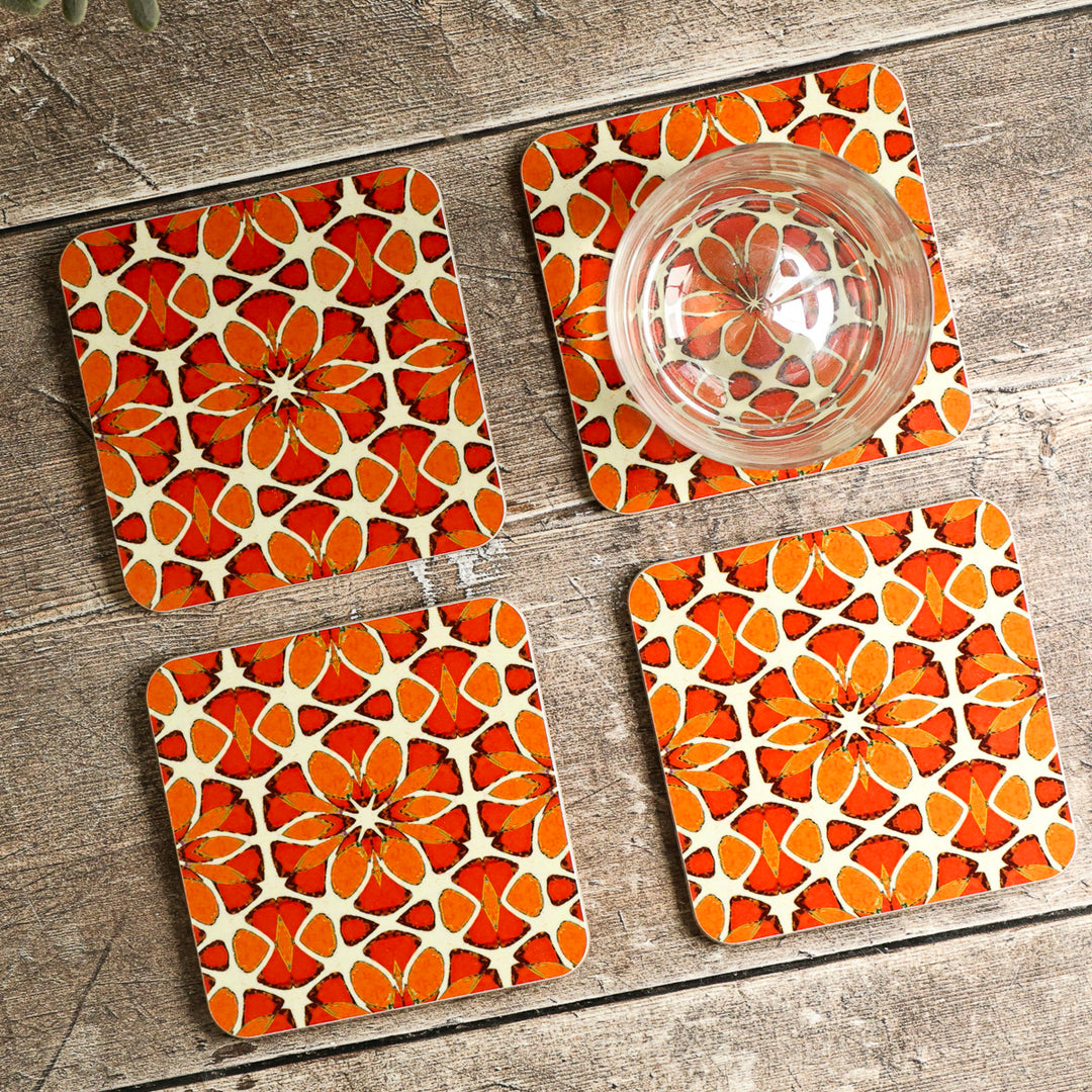 Platzset "Marokkanische Blume" - Orange Aprikose Creme