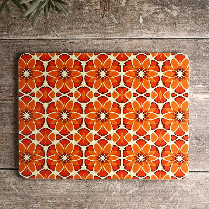 Platzset "Marokkanische Blume" - Orange Aprikose Creme