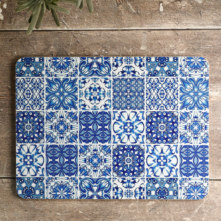 Set de table Inséparables - Bleu et blanc