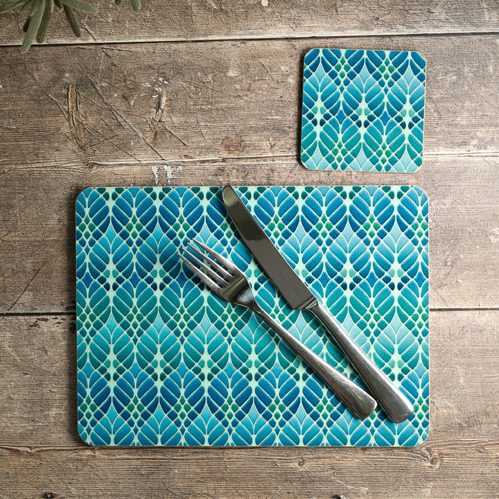 Interwoven Trees Placemat - Blue Green