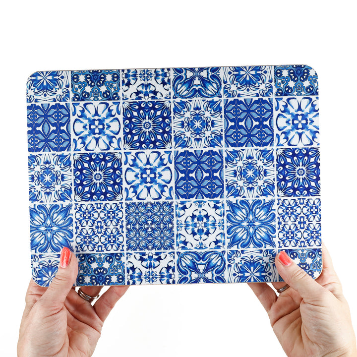 Set de table Inséparables - Bleu et blanc