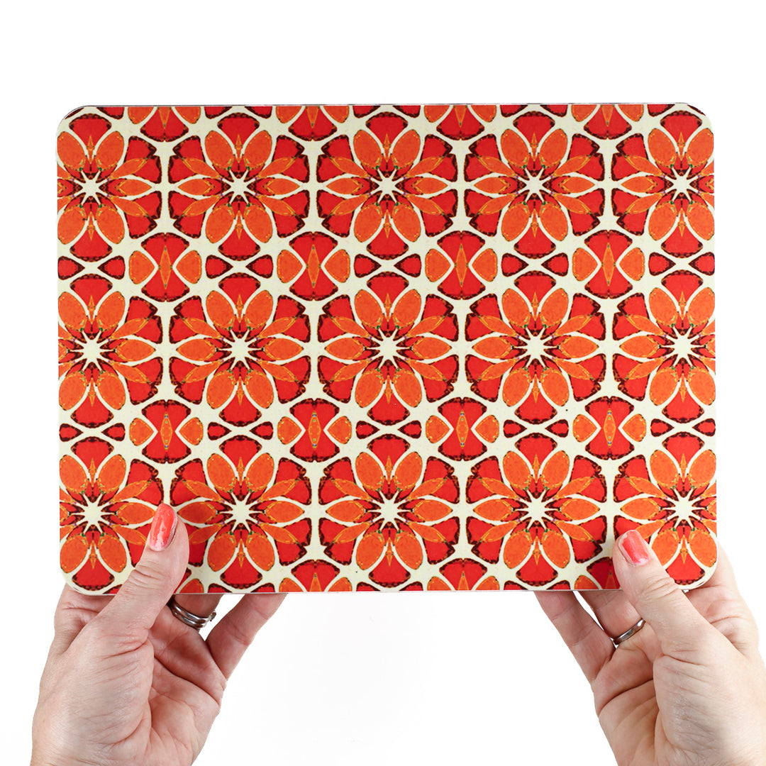 Platzset "Marokkanische Blume" - Orange Aprikose Creme