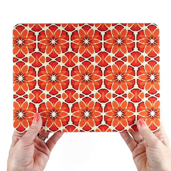 Platzset "Marokkanische Blume" - Orange Aprikose Creme