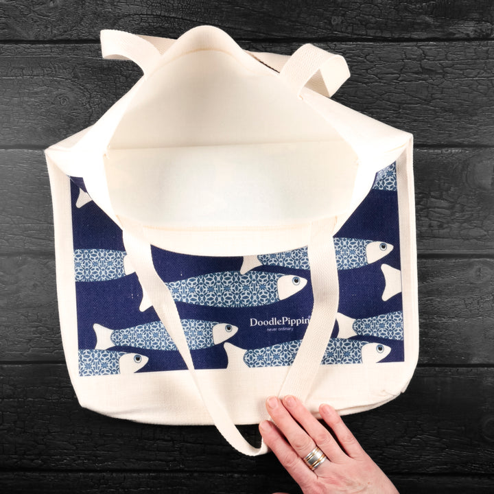 Navy Blue Ocean Shoal Tote Bag