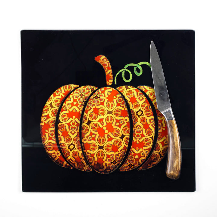 SALE - Red Gold Autumn Pumpkin Square Chopping Board (smooth surface)