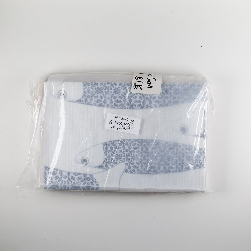 SALE - Ocean Shoal - White &amp; Blue Border version - Large SCALE - Rectangular Tile - 30x20cm (12x8 inches) Set of 4