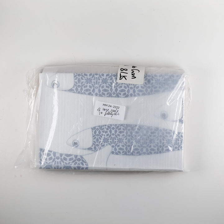 SALE - Ocean Shoal - White &amp; Blue Border version - Large SCALE - Rectangular Tile - 30x20cm (12x8 inches) Set of 4