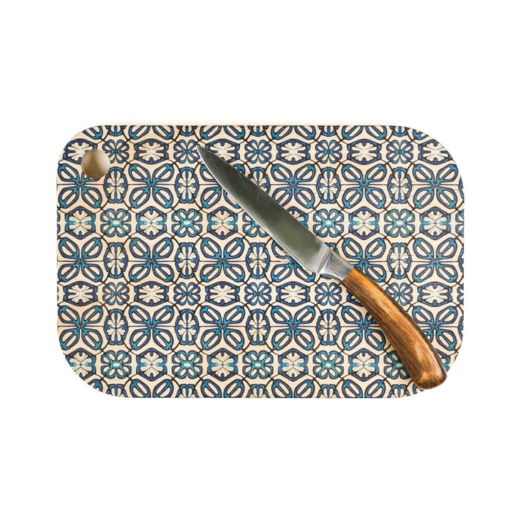 Blue Turkish Flower Wooden Chopping Board