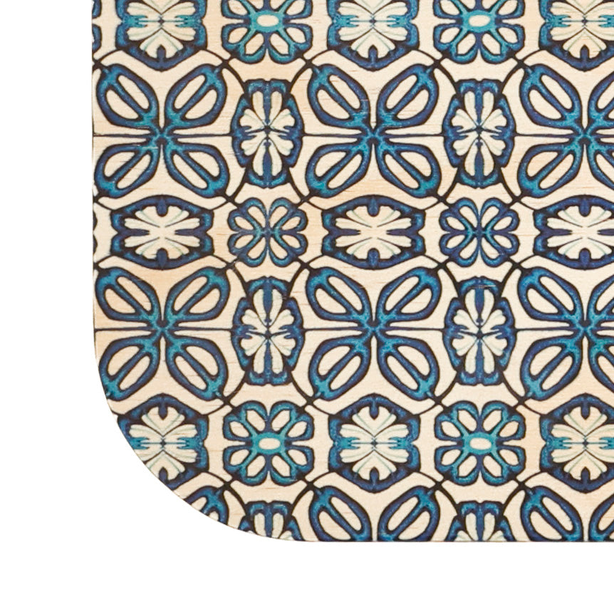Blue Turkish Flower Wooden Chopping Board