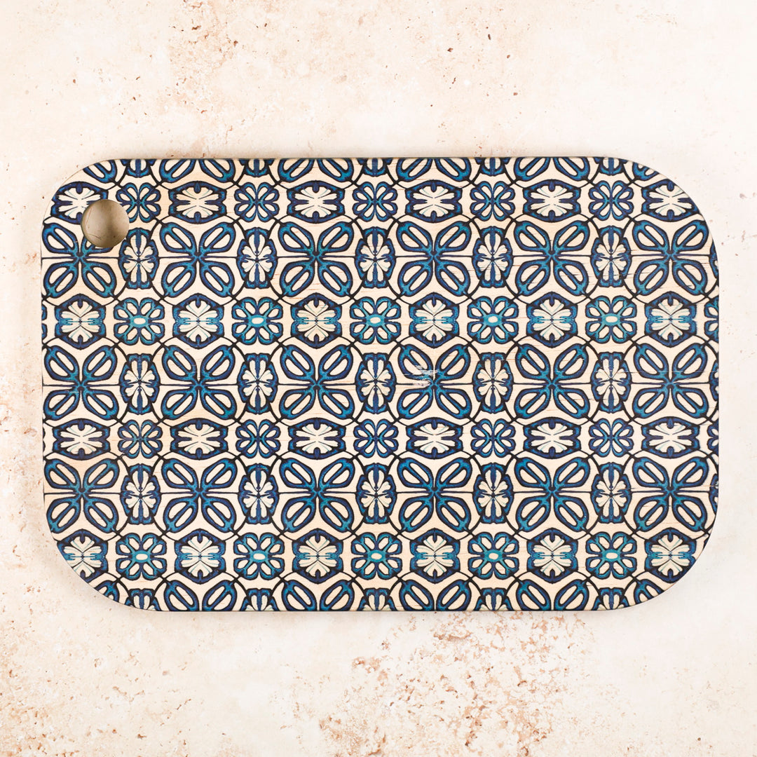 Blue Turkish Flower Wooden Chopping Board