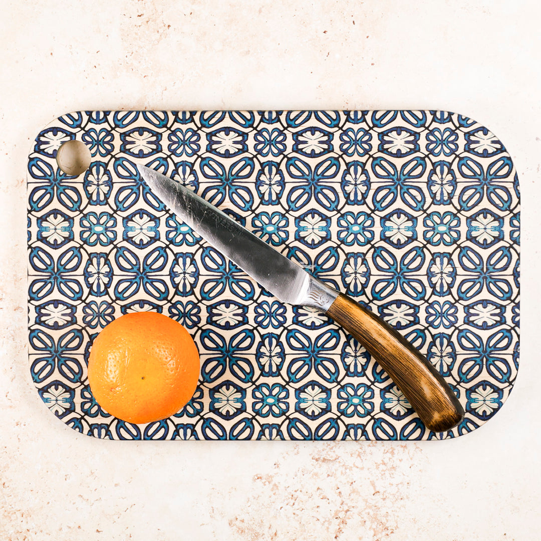 Blue Turkish Flower Wooden Chopping Board