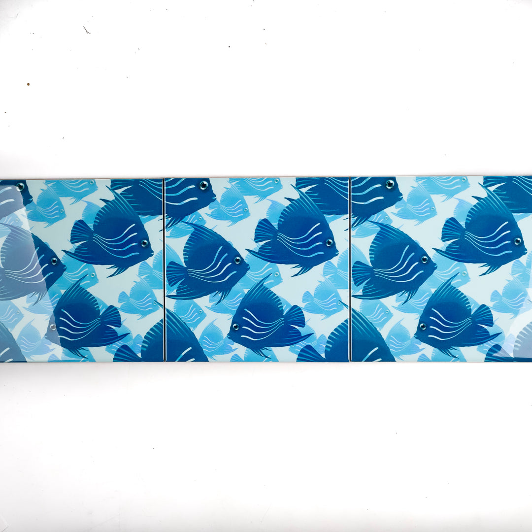 Angelfish Tile Pattern SALE SET of 3 x 15.2cm Blue Angelfish tiles – DoodlePippin