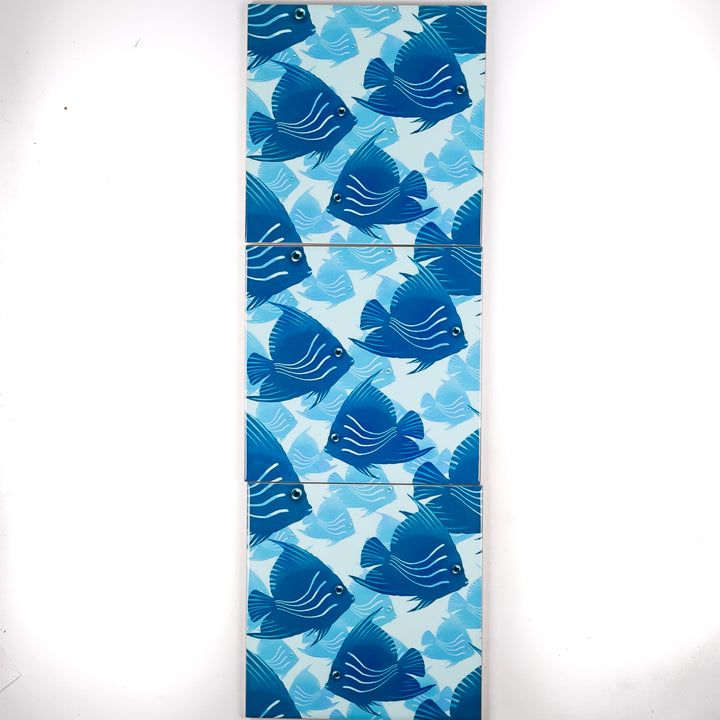 SALE SET of 3 x 15.2cm Blue Angelfish tiles
