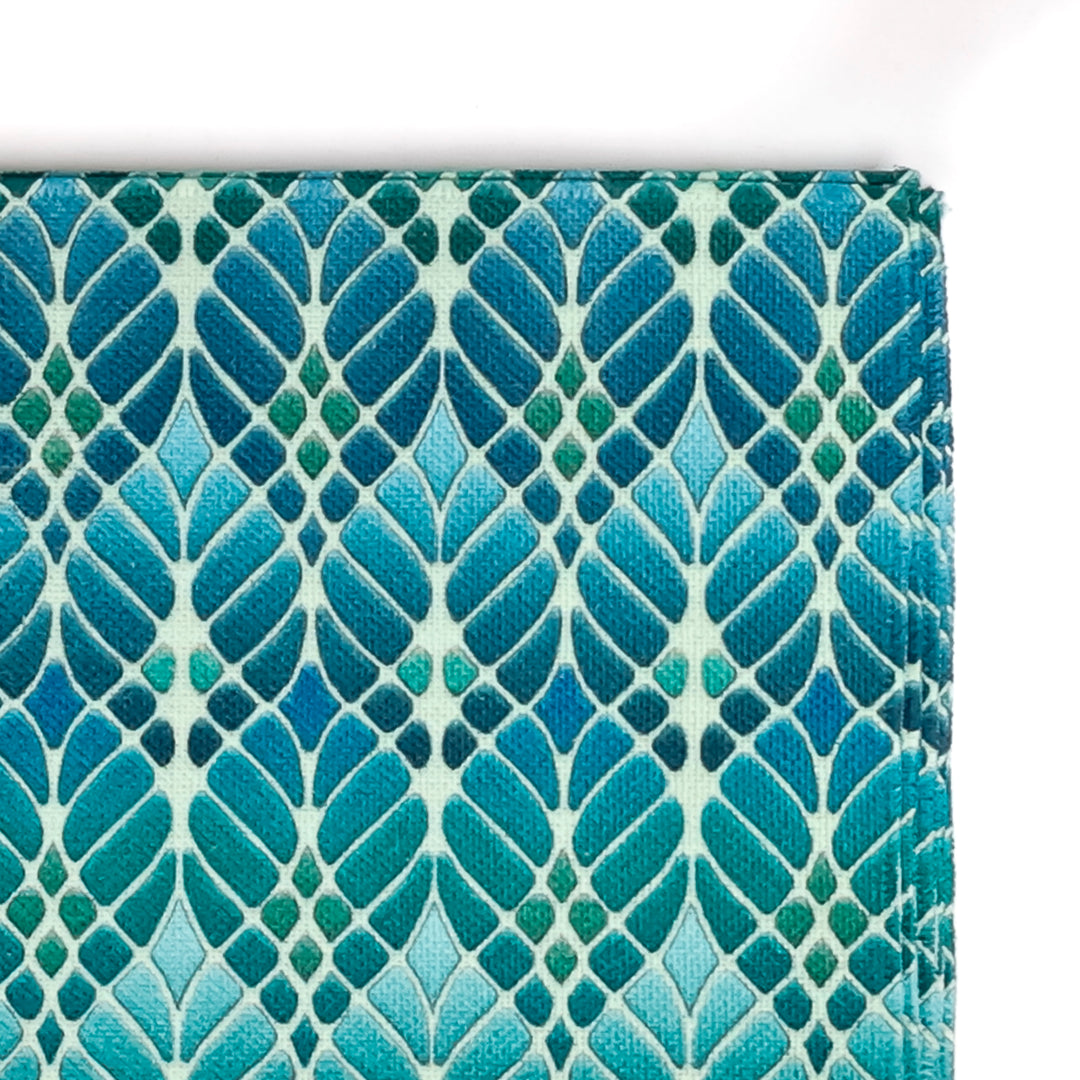 SALE : Set of 6x Blue/Green Interwoven Trees Fabric Placemats