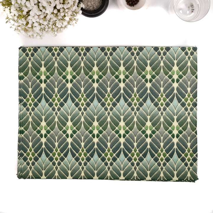 SALE : Set of 4x Green Interwoven Trees Fabric Placemats