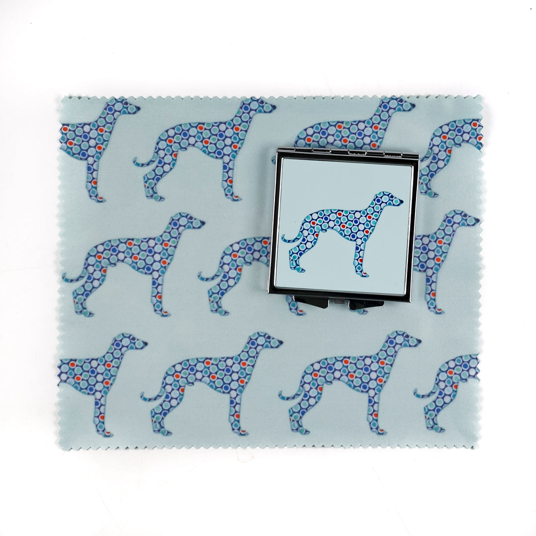 SALE - Greyhound Compact Folding Mirror - Blue Grey (square)