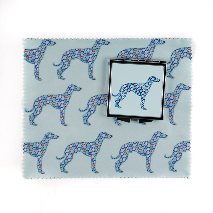 SALE - Greyhound Compact Folding Mirror - Blue Grey (square)