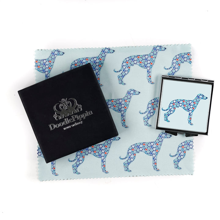 SALE - Greyhound Compact Folding Mirror - Blue Grey (square)