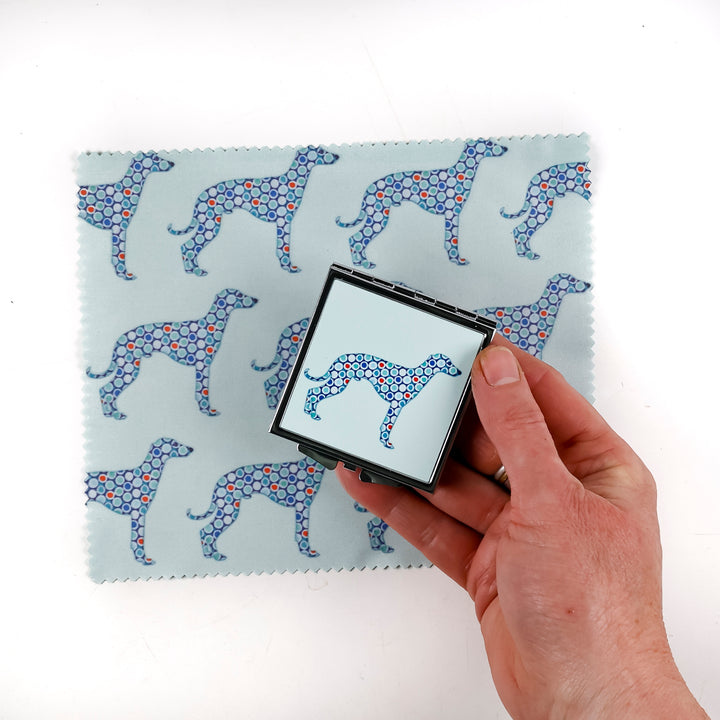 SALE - Greyhound Compact Folding Mirror - Blue Grey (square)