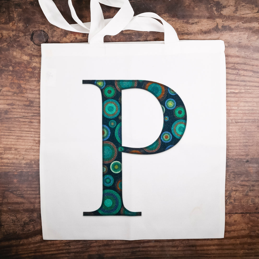 SALE SECOND - Personalised Letter "P" Cotton Tote Bag (starry night)