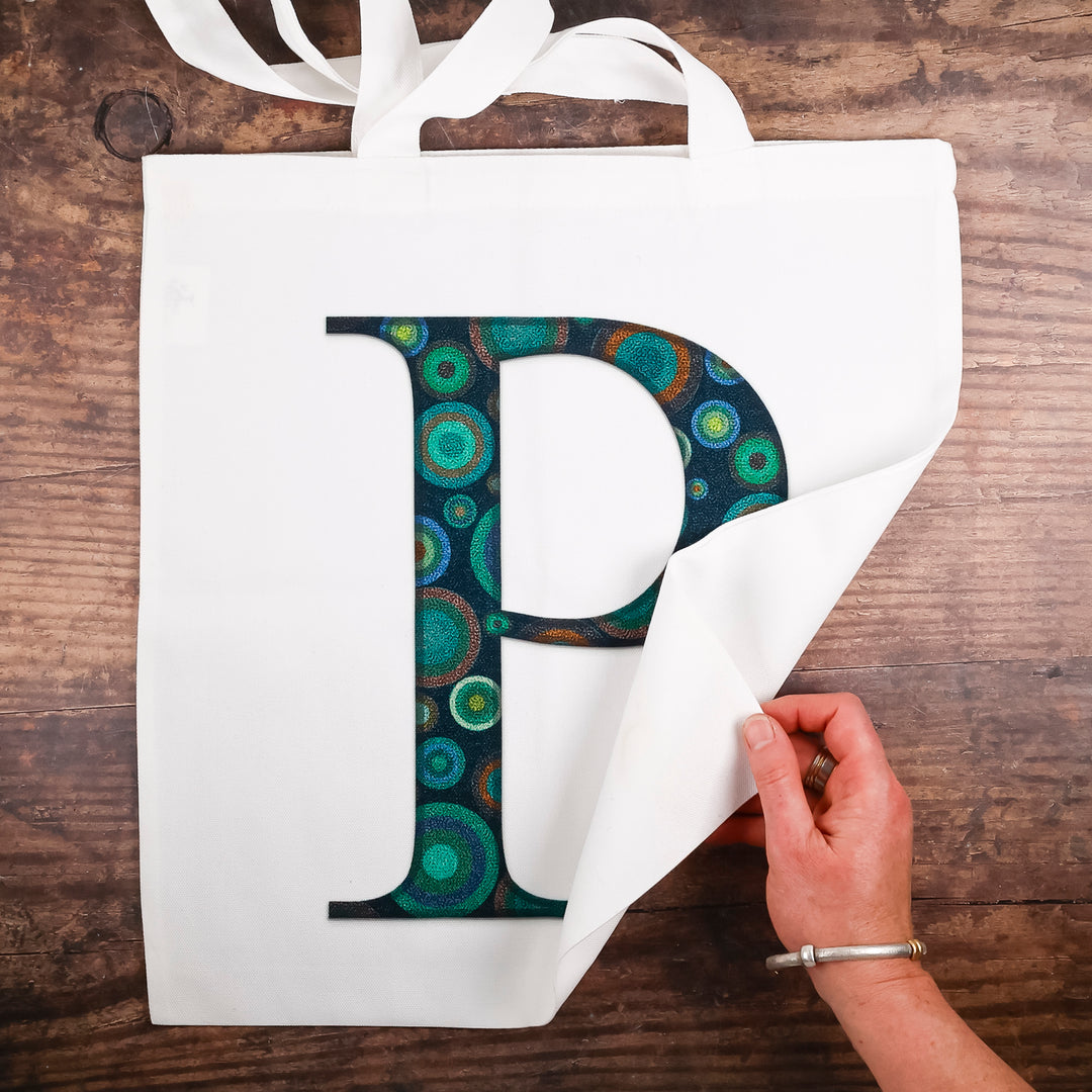 SALE SECOND - Personalised Letter "P" Cotton Tote Bag (starry night)