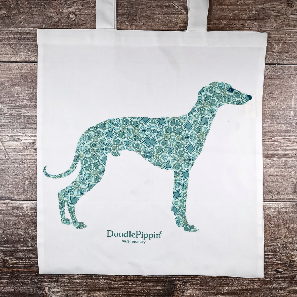 Greyhound/Whippet Bag Blue/Green Dog Tote (pomegranate design