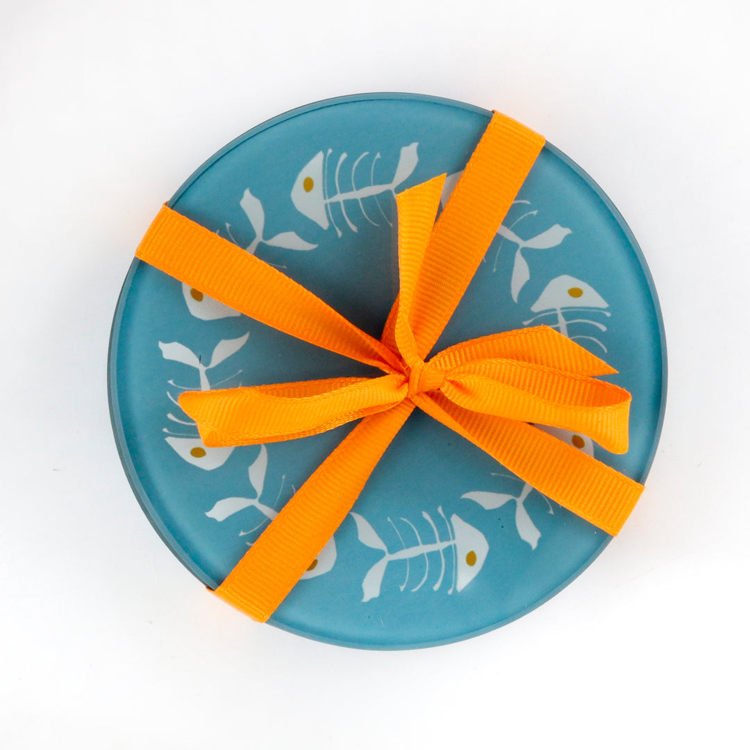 Orangefarbenes „Bonefish“-Untersetzer-Set
