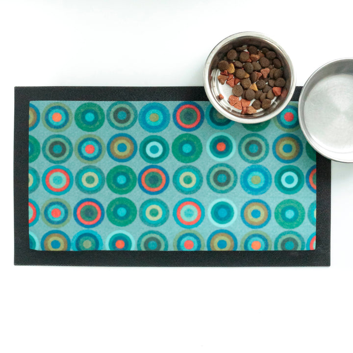 SALE Blue Green Circles Pet Food Placemat