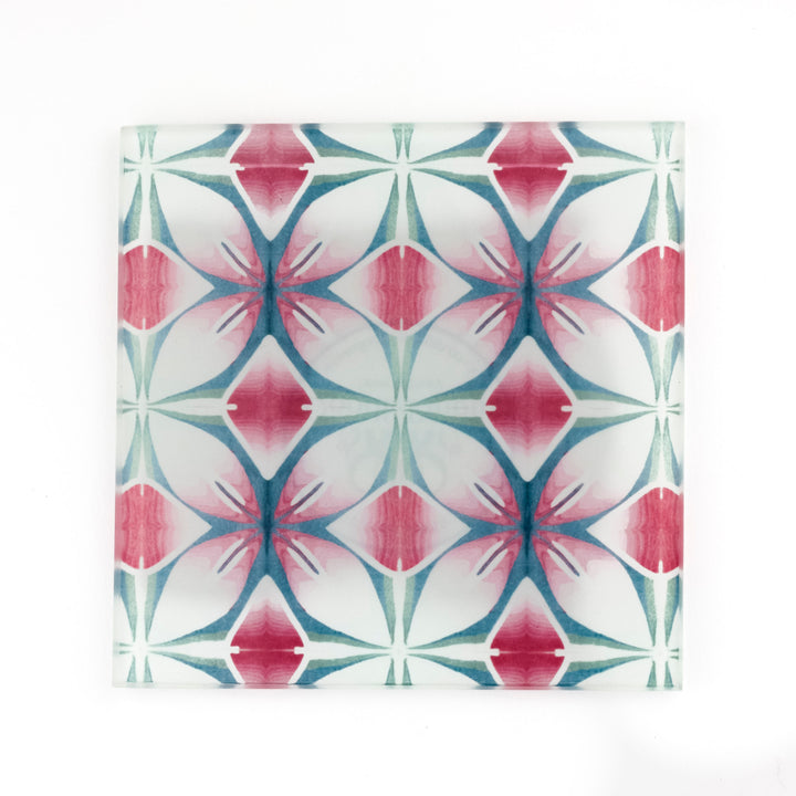 Pink and Teal Flower coasters