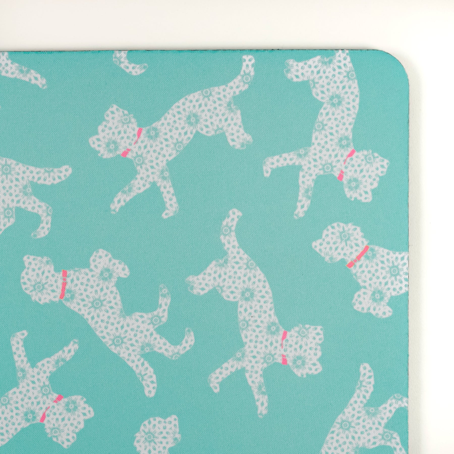 Bounding Cockapoo Large Pet Food Mat -Turquoise Pink – DoodlePippin