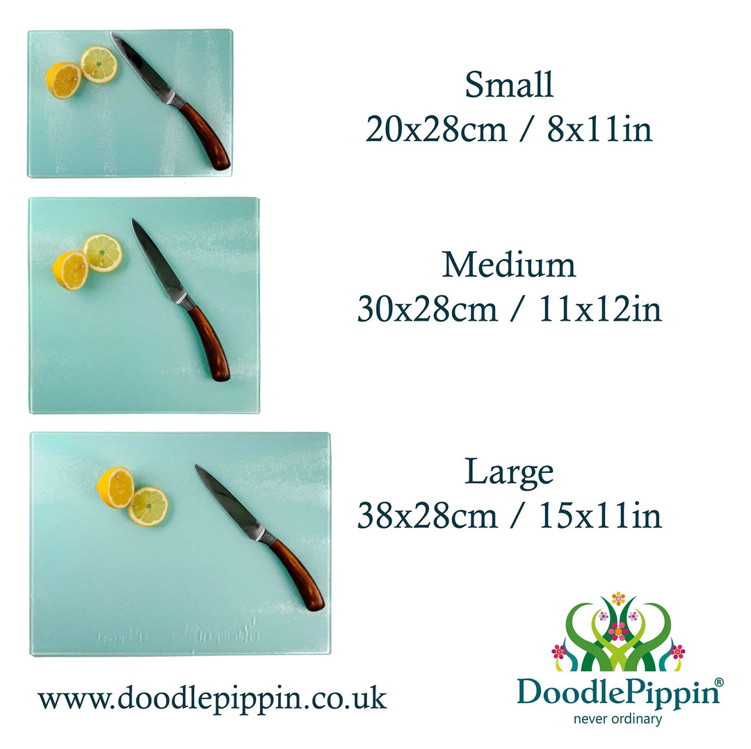 Blue Turkish Flower Chopping Board - Delicate Blue Grey