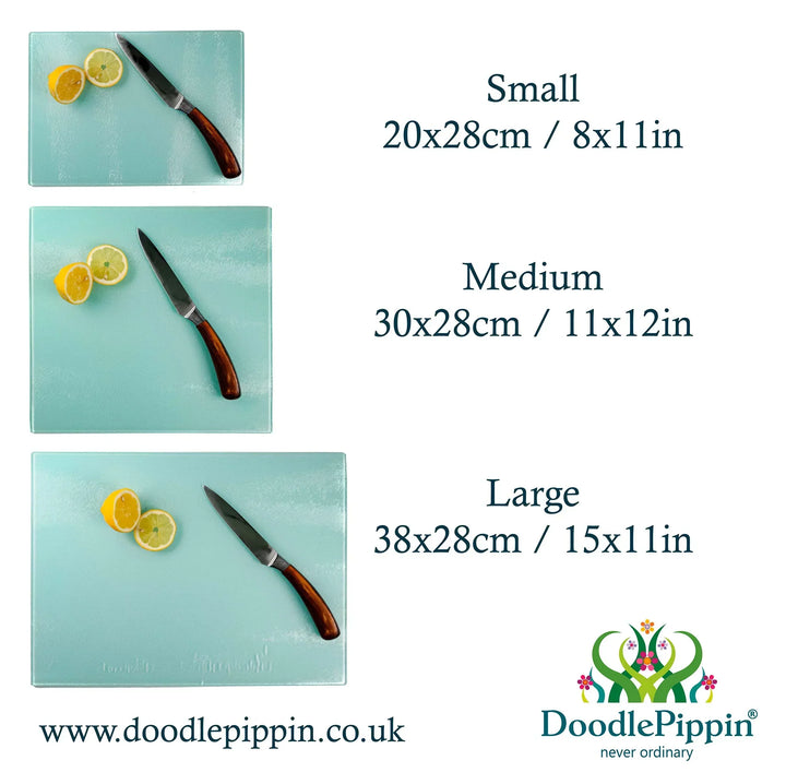 Blue Turkish Flower Chopping Board - Delicate Blue Grey