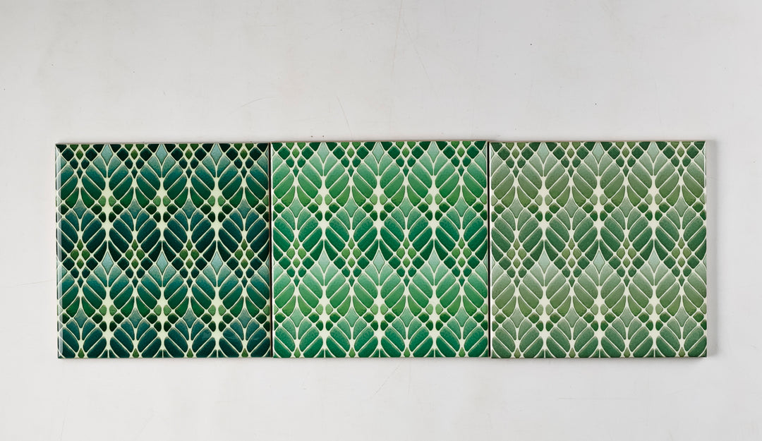 SALE SET of 3 x 10.8cm Interwoven Tree tiles (green design - mixed set)