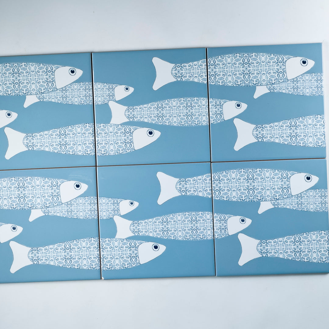 SALE SECONDS SET of 10 x 15.2cm - Large Scale Ocean Shoal Border tiles