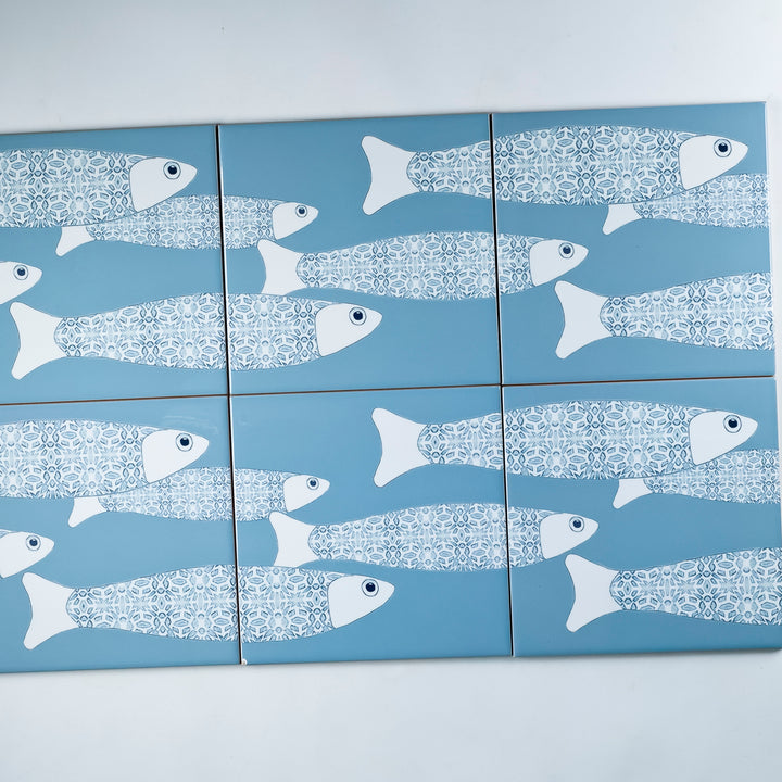 SALE SECONDS SET of 10 x 15.2cm - Large Scale Ocean Shoal Border tiles