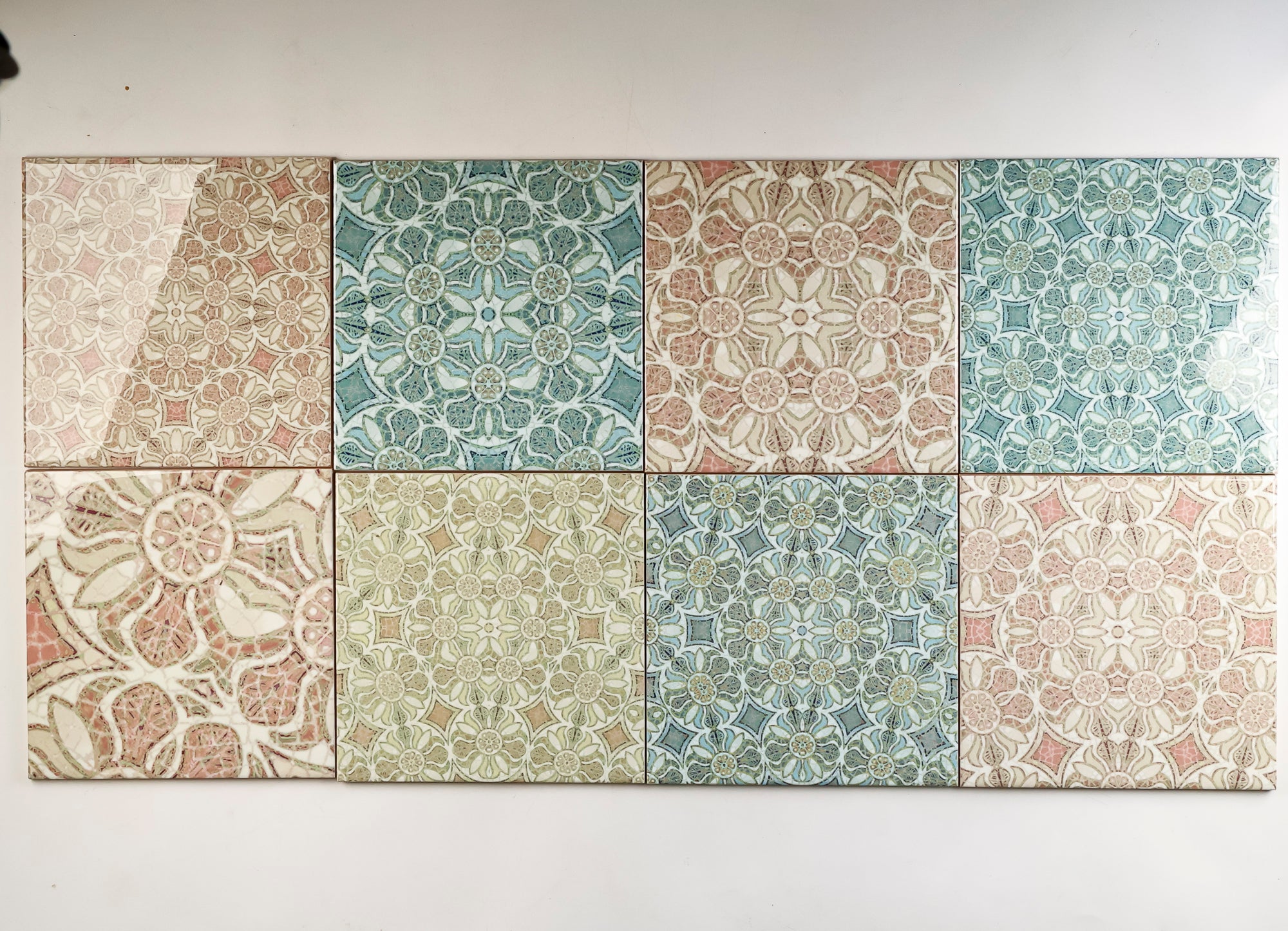 SALE SECOND SET of 8x 15.2cm - Mixed Design Tiles (Pomegranate Prototy ...