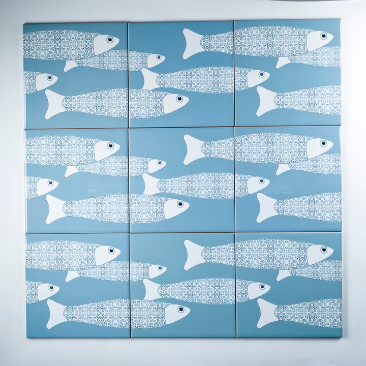 SALE SECONDS SET of 10 x 15.2cm - Large Scale Ocean Shoal Border tiles