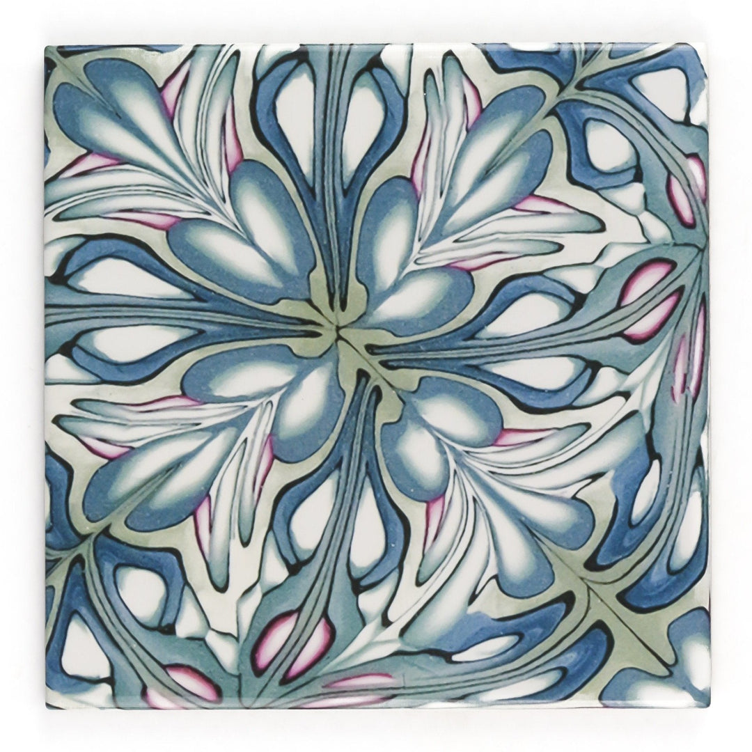 SALE SET of 9x Flourishing Garden tiles - large scale design -  FIRED INK Version