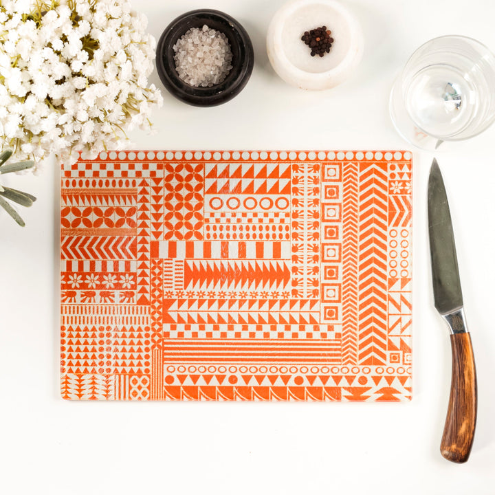 SALE Geometric Orange Zigzag Worktop Protector -Small