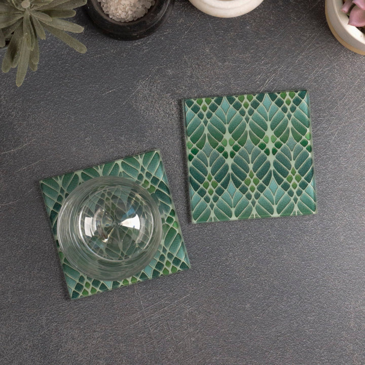 Interwoven Trees Coaster Set - Muted Greens
