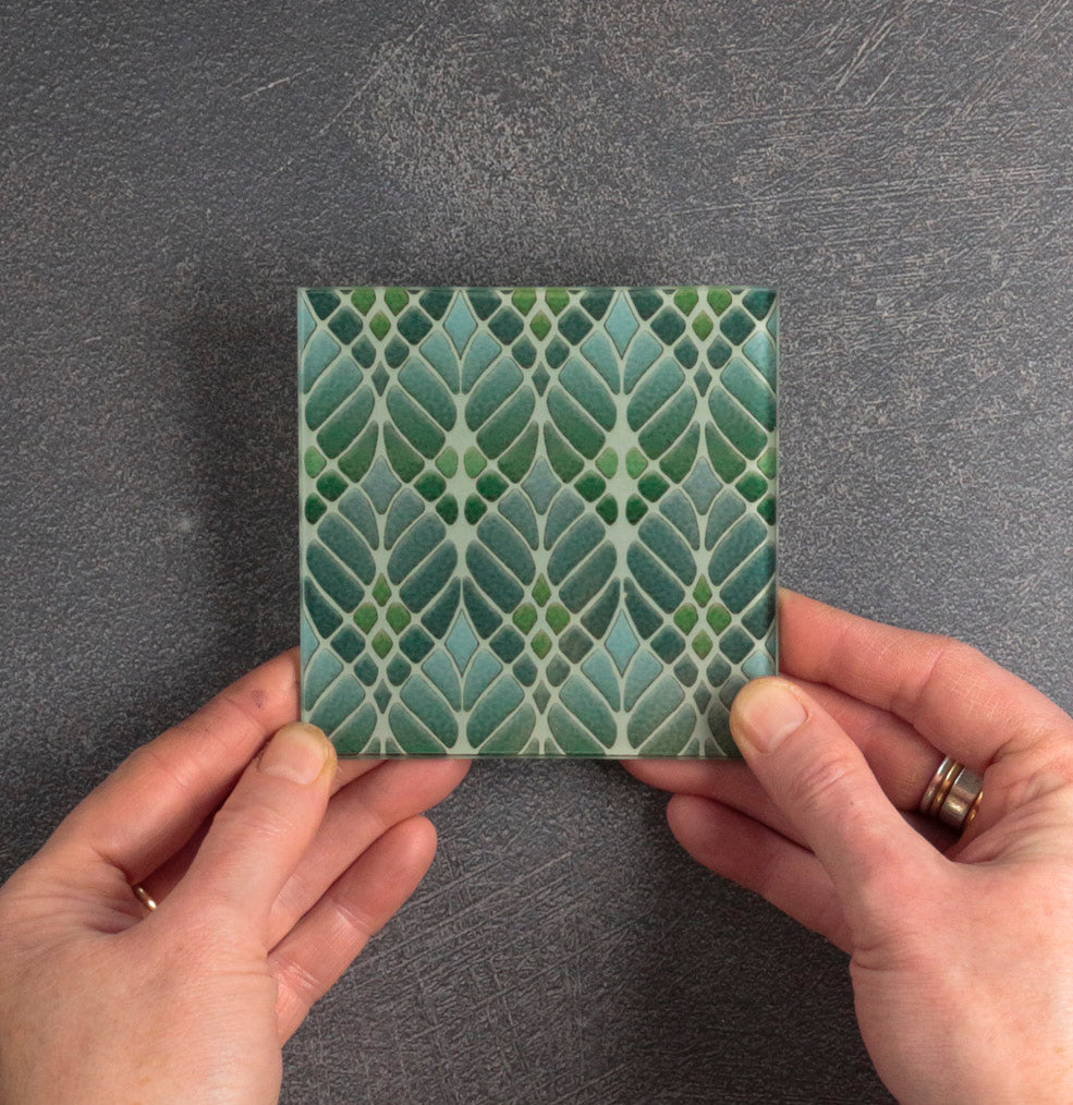 Interwoven Trees Coaster Set - Muted Greens