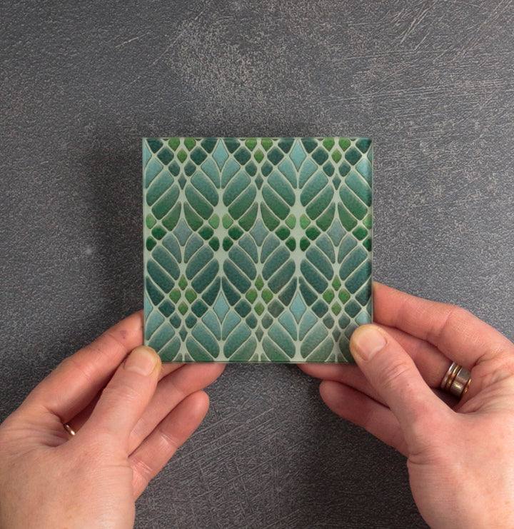 Interwoven Trees Coaster Set - Muted Greens