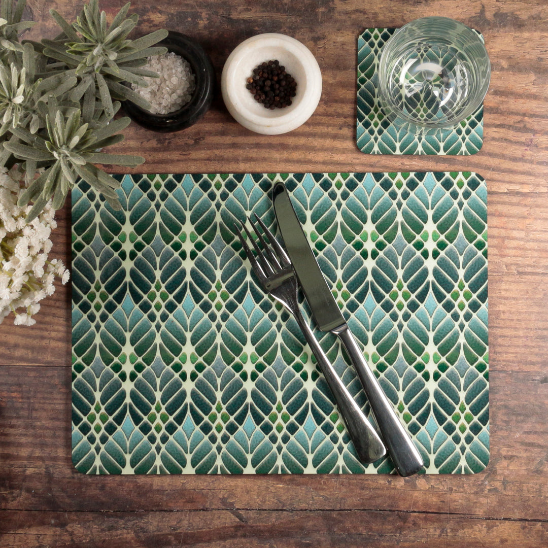Interwoven Trees Placemat - Muted Greens