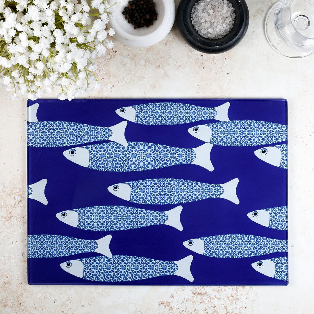 SALE - Ocean Shoal (navy background) Worktop Protector - Small (20 x 28cm)