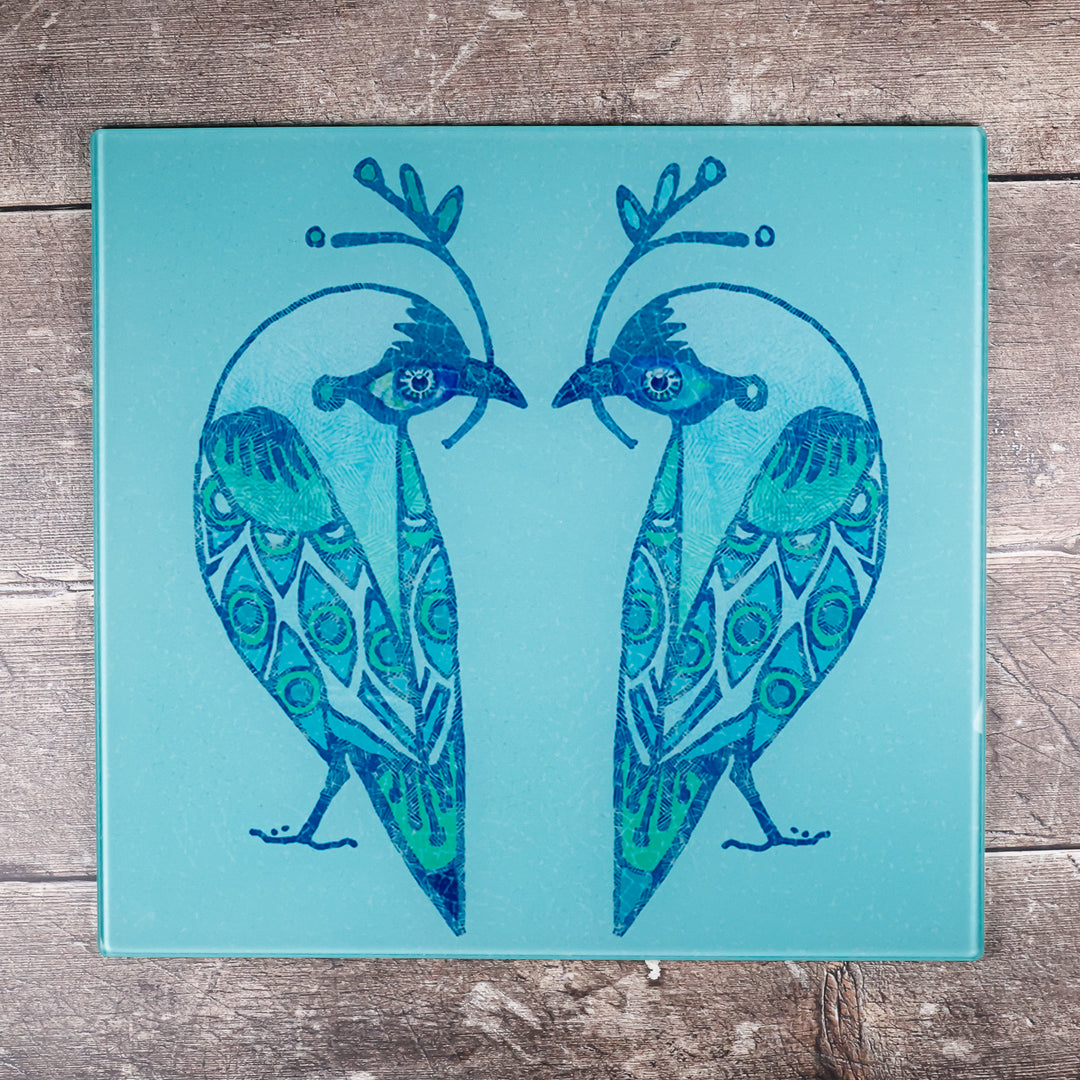 Turquoise Lovebirds Worktop Protector