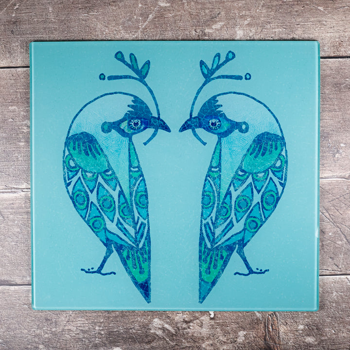 Turquoise Lovebirds Worktop Protector