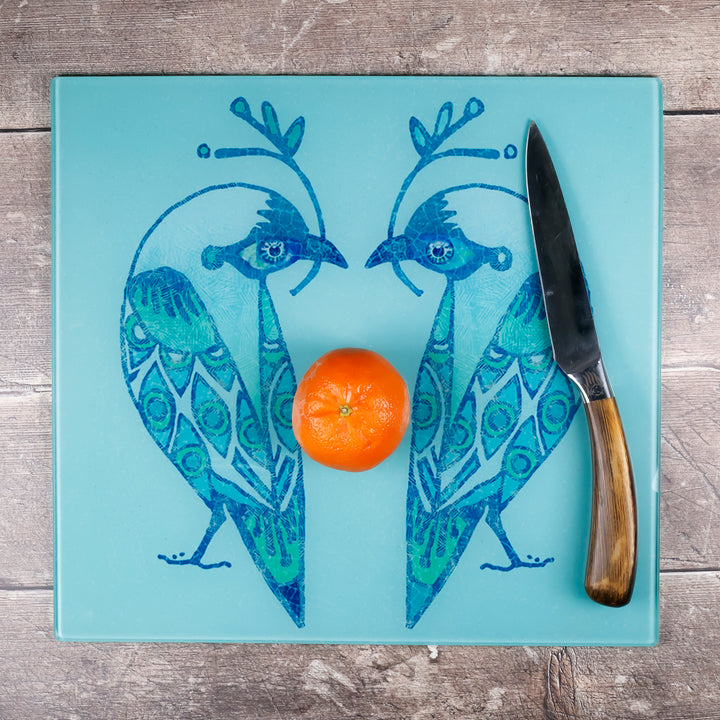 Turquoise Lovebirds Worktop Protector