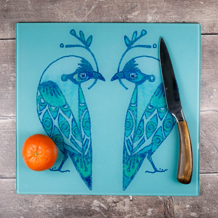 Turquoise Lovebirds Worktop Protector
