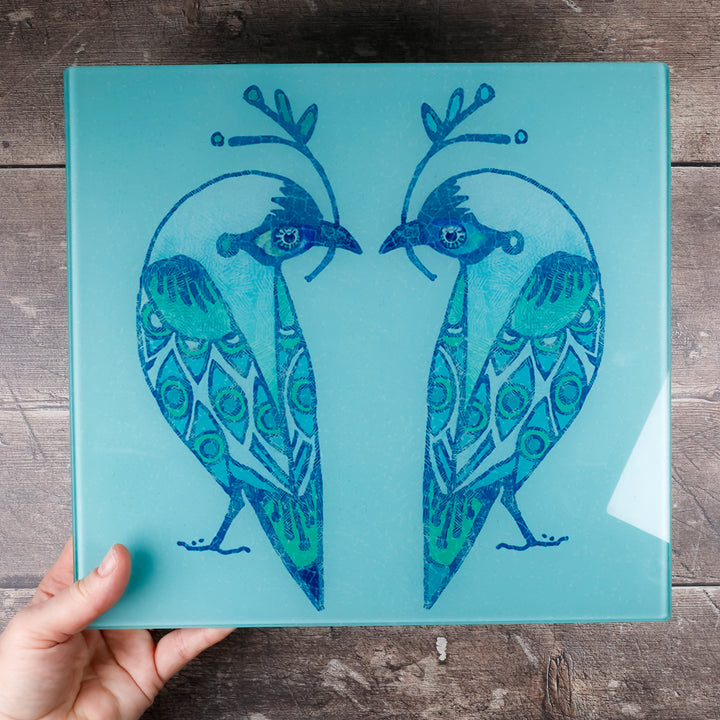 Turquoise Lovebirds Worktop Protector