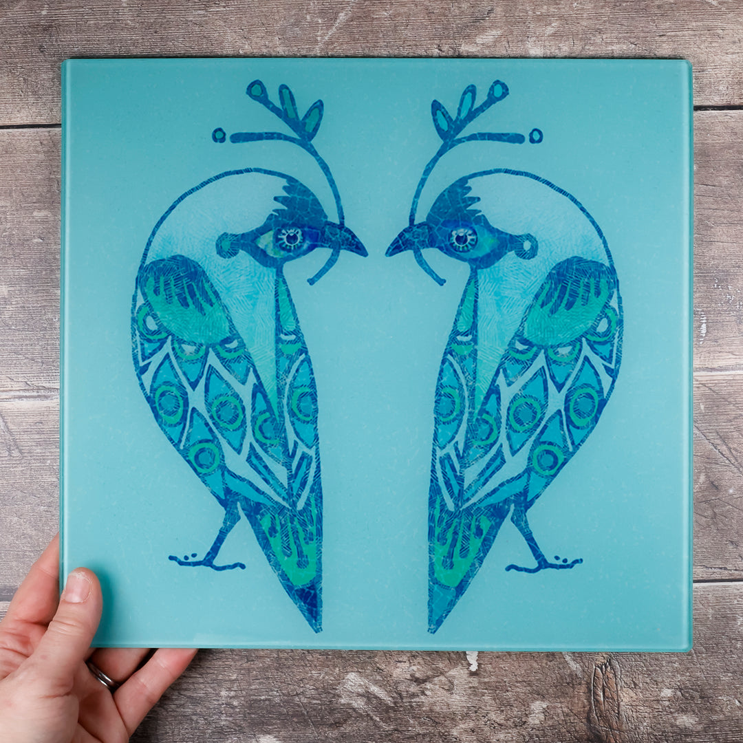 Turquoise Lovebirds Worktop Protector
